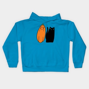 Long Black Cat and Pumpkin Kids Hoodie